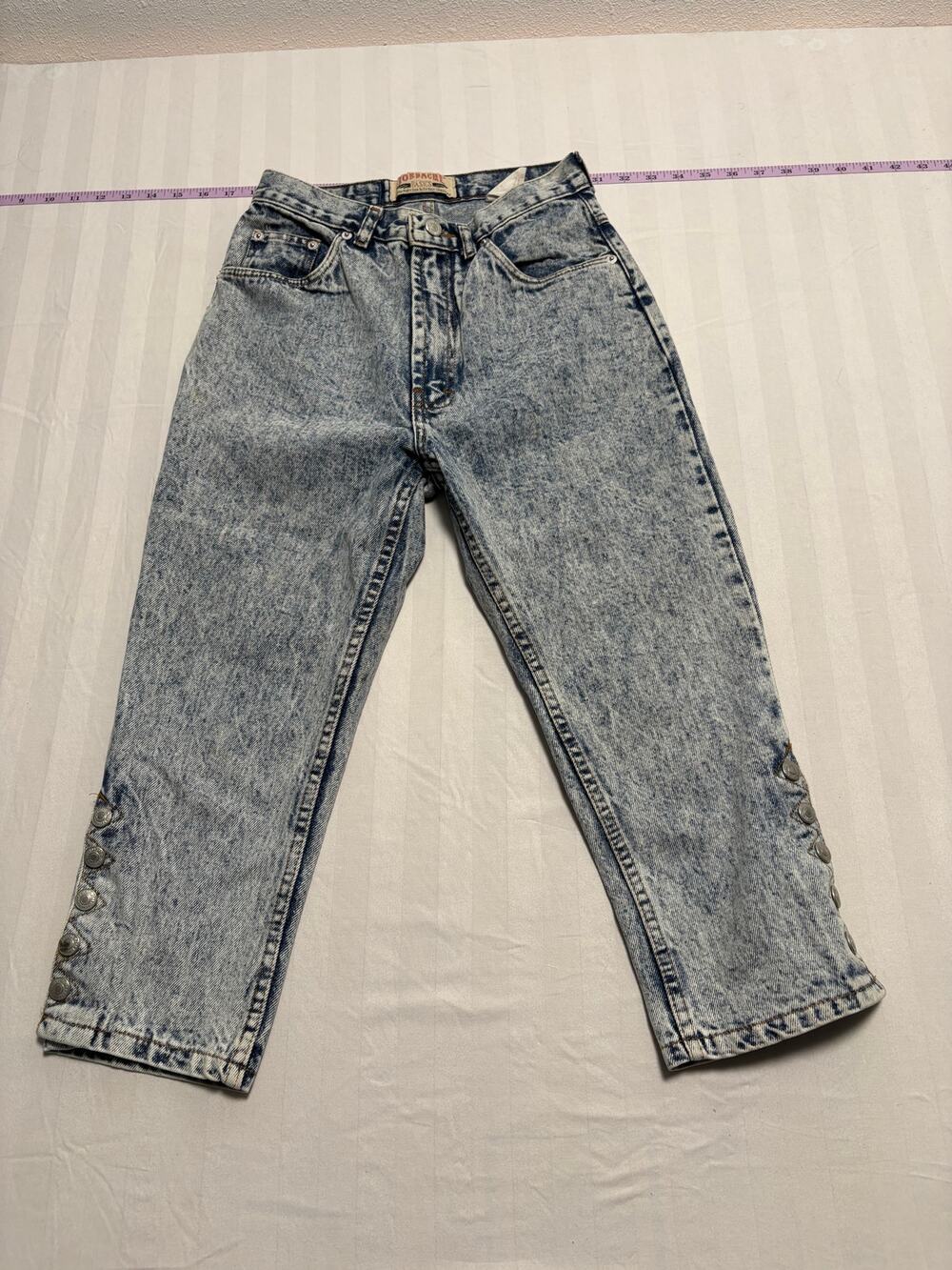 Vintage Jordache Acid Wash High Rise Button Hem Mom Jeans Size 7/8